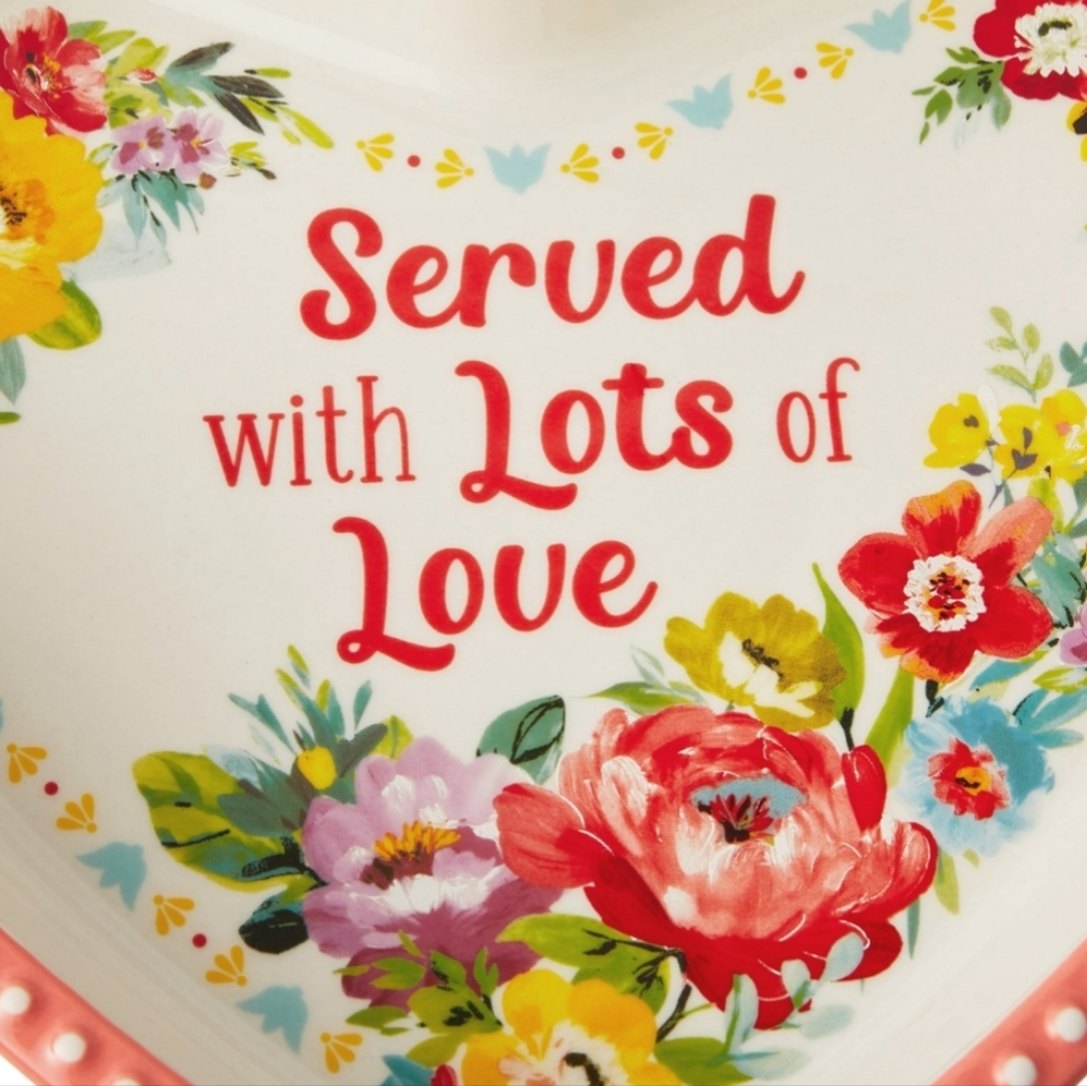 ❤️ New Pioneer Woman Heart Shaped 2-Piece Ceramic Dish - Picture 4 of 8